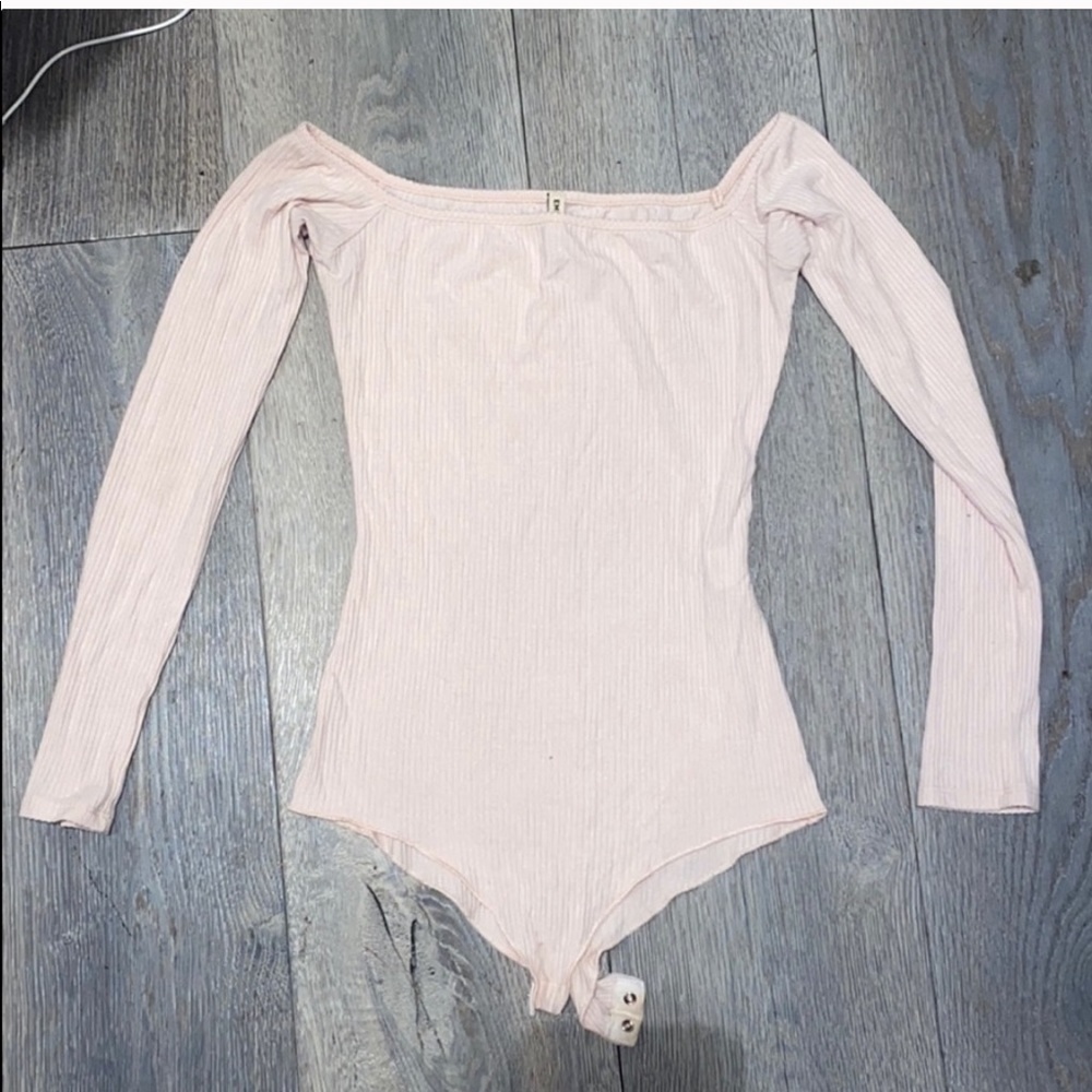 LF pink off the shoulder bodysuit